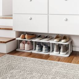 Costway 6-Tier Modern Stackable Shoe Rack Plastic Entryway Shoe Storage Shelf in White - thumbnail 5