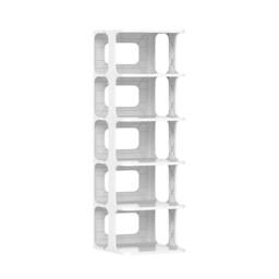 Costway 6-Tier Modern Stackable Shoe Rack Plastic Entryway Shoe Storage Shelf in White - thumbnail 9