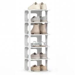 Costway 6-Tier Modern Stackable Shoe Rack Plastic Entryway Shoe Storage Shelf in White - thumbnail 3