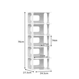 Costway 6-Tier Modern Stackable Shoe Rack Plastic Entryway Shoe Storage Shelf in White - thumbnail 4
