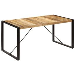 Berkfield Home Dense Dining Table 160x80x75 cm Solid Mango Wood in Brown - Size: 160 x 80 x 75 cm - thumbnail 2