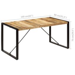 Berkfield Home Dense Dining Table 160x80x75 cm Solid Mango Wood in Brown - Size: 160 x 80 x 75 cm - thumbnail 8