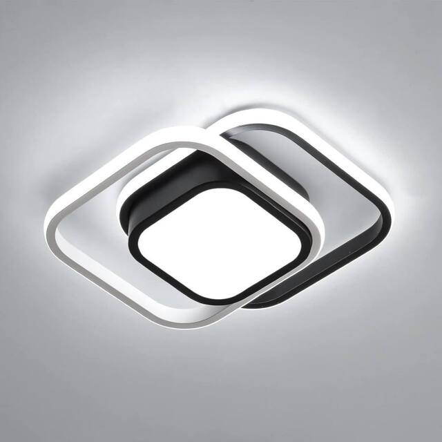 Goeco LED Ceiling Lights, 2 Squares Flush Mount Ceiling Lighting, 32W, 6500K in Black - image 1