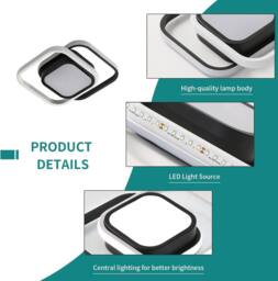 Goeco LED Ceiling Lights, 2 Squares Flush Mount Ceiling Lighting, 32W, 6500K in Black - thumbnail 7