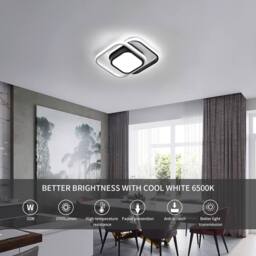 Goeco LED Ceiling Lights, 2 Squares Flush Mount Ceiling Lighting, 32W, 6500K in Black - thumbnail 6