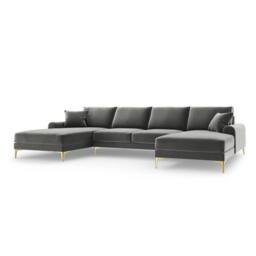SNUG FURNITURE BIRMINGHAM LTD Monroe Plush U-Shaped Corner Sofa with Gold Legs in Grey - thumbnail 2