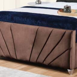 UK Bed Furniture Sunrise Slatted Base Upholstered Bed with 48 Inch Headboard in Brown - Size: Super King - thumbnail 3