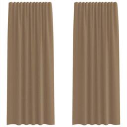 Berkfield Home Voile Curtains with Rod Pockets 2 pcs Light Brown - thumbnail 1