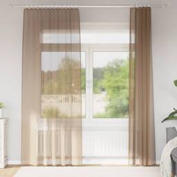 Berkfield Home Voile Curtains with Rod Pockets 2 pcs Light Brown - thumbnail 2