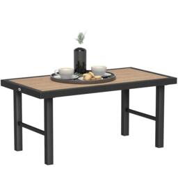 OUTSUNNY Garden Coffee Table with SPC Woodgrain Tabletop, Brown Wood Effect - thumbnail 2