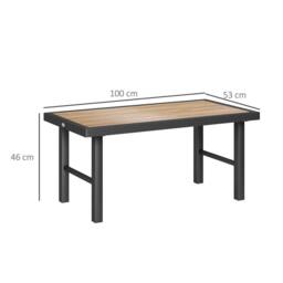 OUTSUNNY Garden Coffee Table with SPC Woodgrain Tabletop, Brown Wood Effect - thumbnail 3