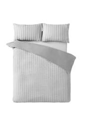 Catherine Lansfield 'So Soft Seersucker Stripe' Duvet Cover Set in Grey - Size: Double - thumbnail 4