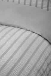Catherine Lansfield 'So Soft Seersucker Stripe' Duvet Cover Set in Grey - Size: Double - thumbnail 3