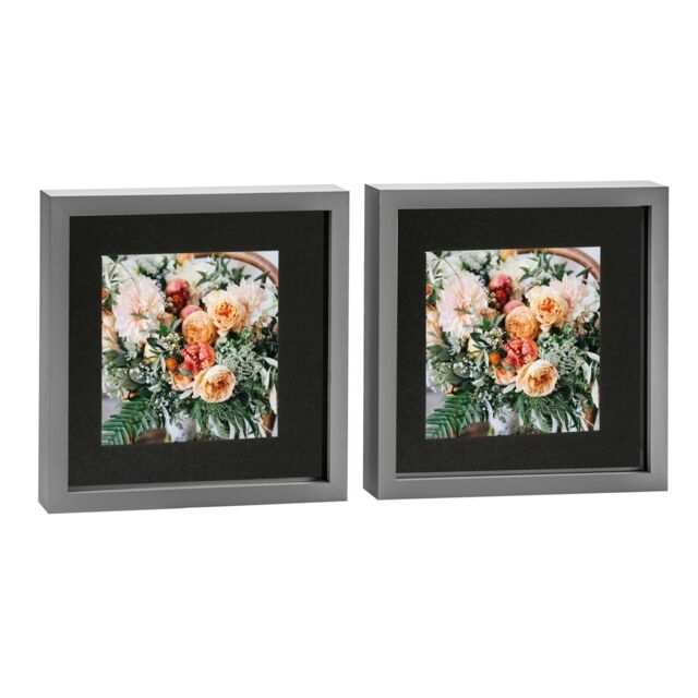 "Nicola Spring 3D Box Photo Frames - 10 x 10"" with 6 x 6"" Mount - Grey Mount - Pack of 2" - image 1