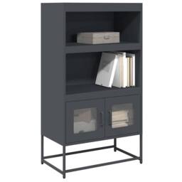 Berkfield Home Highboard Anthracite 68x39x123 cm Steel in Charcoal - Size: 68 x 39 x 123 cm - thumbnail 2