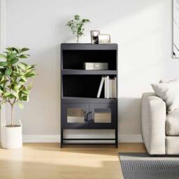 Berkfield Home Highboard Anthracite 68x39x123 cm Steel in Charcoal - Size: 68 x 39 x 123 cm - thumbnail 3