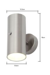 BHS Lighting Grant Up & Down Outdoor Wall Light with Photocell in Silver - thumbnail 5