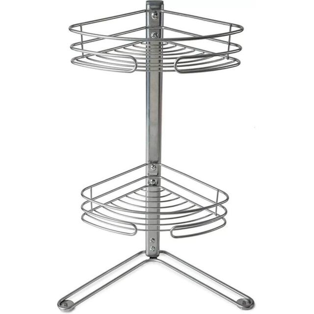 VOGREX 2-Tier Freestanding Corner Shower Storage Caddy in Silver - image 1