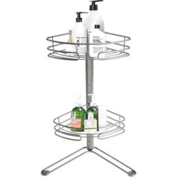 VOGREX 2-Tier Freestanding Corner Shower Storage Caddy in Silver - thumbnail 3