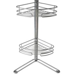 VOGREX 2-Tier Freestanding Corner Shower Storage Caddy in Silver