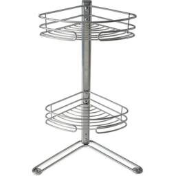 VOGREX 2-Tier Freestanding Corner Shower Storage Caddy in Silver - thumbnail 5