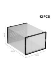 H&O Direct 12 Pack Plastic Shoe Storage Box in Black - thumbnail 2