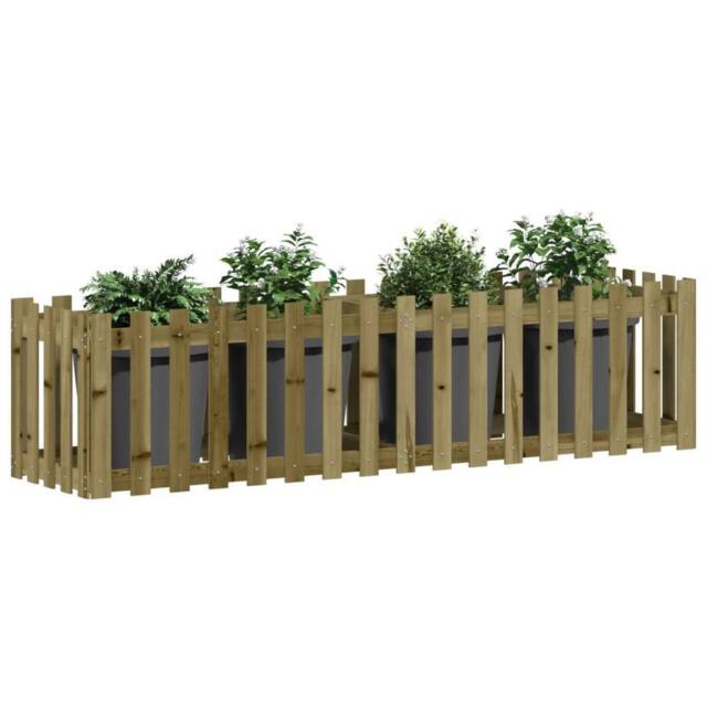 Berkfield Home Garden Raised Bed with Fence Design 200x50x50 cm Impregnated Wood Pine in Brown - Size: 200 x 50 x 50 cm - image 1