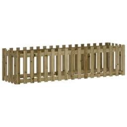 Berkfield Home Garden Raised Bed with Fence Design 200x50x50 cm Impregnated Wood Pine in Brown - Size: 200 x 50 x 50 cm - thumbnail 3