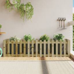 Berkfield Home Garden Raised Bed with Fence Design 200x50x50 cm Impregnated Wood Pine in Brown - Size: 200 x 50 x 50 cm - thumbnail 2