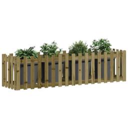Berkfield Home Garden Raised Bed with Fence Design 200x50x50 cm Impregnated Wood Pine in Brown - Size: 200 x 50 x 50 cm