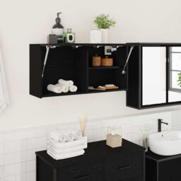 Berkfield Home Bathroom Wall Cabinet Black 80x25x40 cm Engineered Wood - Size: 80 x 25 x 40 cm
