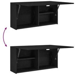 Berkfield Home Bathroom Wall Cabinet Black 80x25x40 cm Engineered Wood - Size: 80 x 25 x 40 cm - thumbnail 9