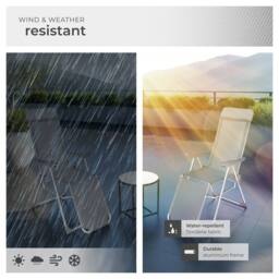 tectake 2 folding aluminum garden chairs with headrest & footrest in Grey - Size: 2 Seater - thumbnail 7