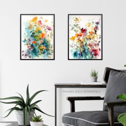"Artery8 Wall Art Print Set of 3 Wildflowers Colourful Watercolour Floral Artworks Spring Flower Field Living Room Poster s Pack - Size: W12"" x H16""" - thumbnail 6