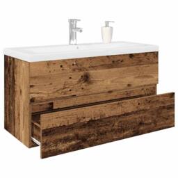 Berkfield Home Sink Cabinet with Built-in Basin & Faucet Old Wood in Brown - thumbnail 2