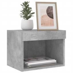 Berkfield Home Decorative Bedside Cabinet with LED Lights Wall-mounted Concrete Grey - thumbnail 5