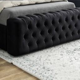 Casani Loweswater Mirror Upholstered Black Soft Velvet Designer Bed Frame - Size: Small Single - thumbnail 6