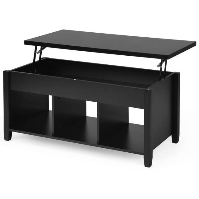 Costway Lift Top Coffee Table Modern Wooden Lift Top Dining Cocktail Table Living Room in Black - image 1