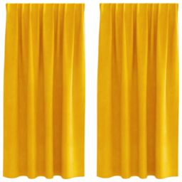 Berkfield Home Blackout Curtains with Top Tape 2 pcs Mustard Yellow Velvet - thumbnail 2