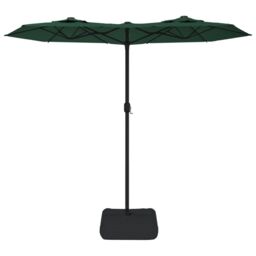 Berkfield Home Double-Head Parasol with LEDs Green 316x240 cm - thumbnail 4