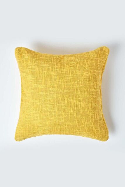 Homescapes Nirvana Cotton Cushion Cover in Yellow - Size: 60 cm x 60 cm - image 1