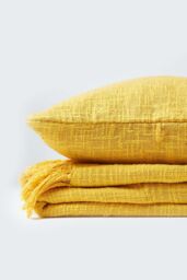 Homescapes Nirvana Cotton Cushion Cover in Yellow - Size: 60 cm x 60 cm - thumbnail 5