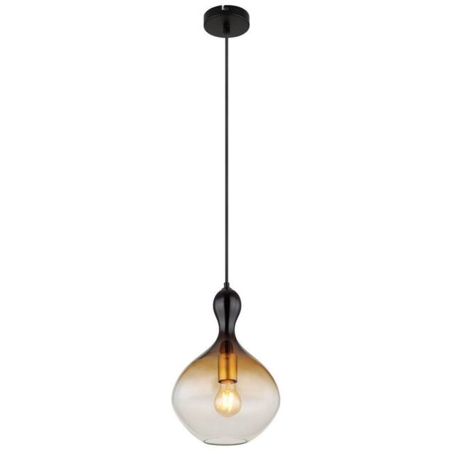 Netlighting Aladdin 23cm Dome Pendant Matt Black Smoke Glass Shade 1x E27 - image 1