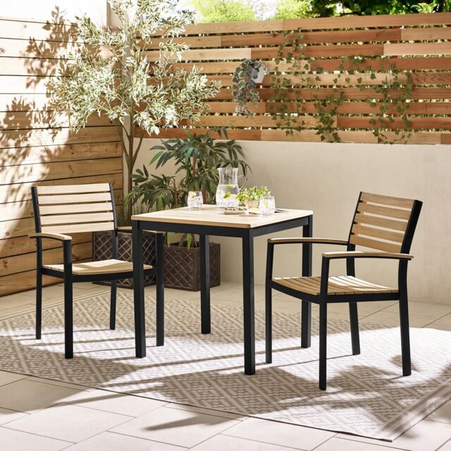 FurnitureboxUK Malva 2 Seater Wolid Wood Outdoor Dining Set in Black