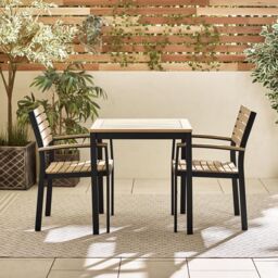 FurnitureboxUK Malva 2 Seater Wolid Wood Outdoor Dining Set in Black - thumbnail 2