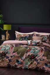 Wylder Tropics Moriyo Tropical Velvet Duvet Cover Set in Pink - Size: Single - thumbnail 1