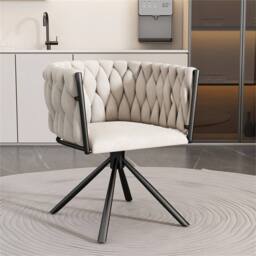 Nordara Rotatable Velvet Dining Chair in White - Size: 100 cm x 60 cm - thumbnail 1