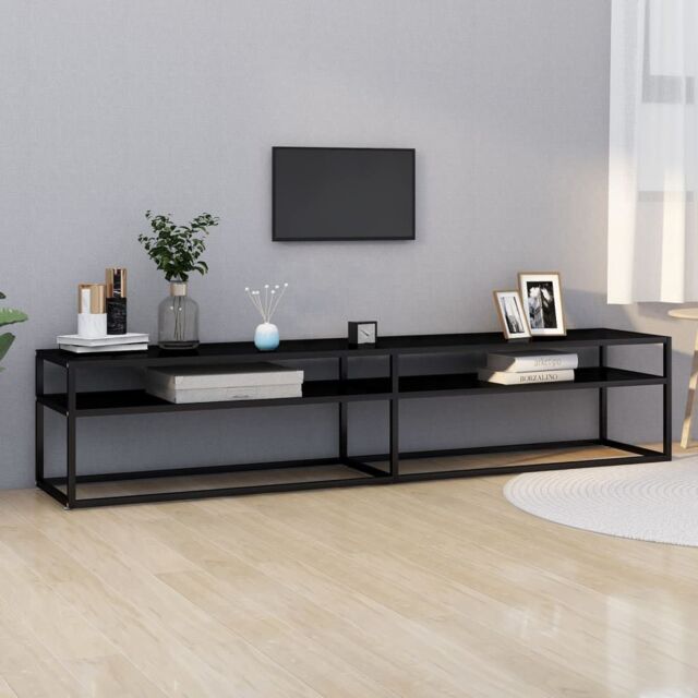 Berkfield Home TV Cabinet Black 200x40x40.5 cm Tempered Glass