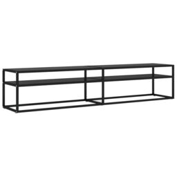 Berkfield Home TV Cabinet Black 200x40x40.5 cm Tempered Glass - thumbnail 2