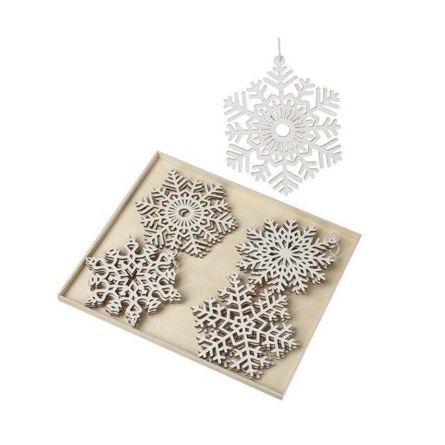 Garden Greatness Set Of 12 Hanging Wooden Snowflakes in Brown - Size: 1 Pack